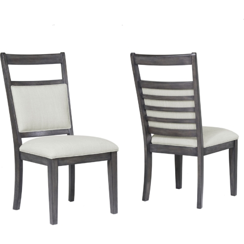 Shades of Gray Slat Back Dining Chair in Weathered Gray & Fabric (Set of 2)