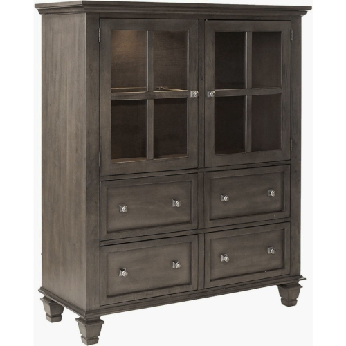 Shades of Gray 4 Drawer Lighted China Cabinet in Weathered Gray