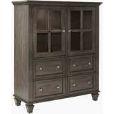 Shades of Gray 4 Drawer Lighted China Cabinet in Weathered Gray