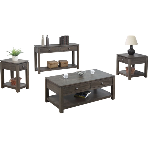 Shades of Gray 4 Piece Coffee Table Set in Weathered Gray Wood