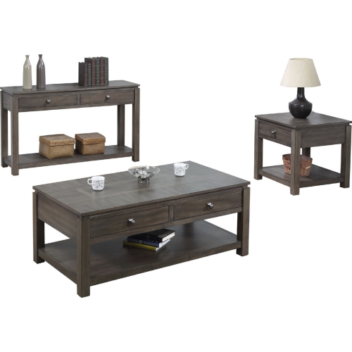 Shades of Gray 3 Piece Coffee Table Set in Weathered Gray Wood