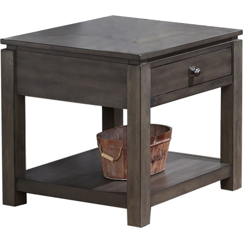 Shades of Gray End Table in Weathered Gray Wood