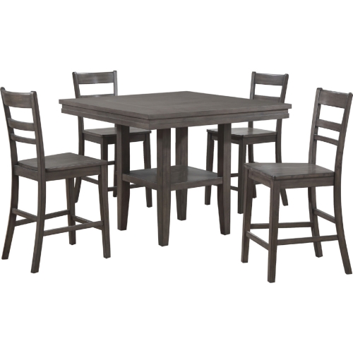 Shades of Gray 5 Piece Square Counter Dining Set in Weathered Gray