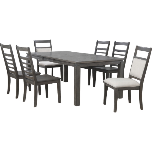 Shades of Gray 7 Piece Extension Dining Set in Weathered Gray & Fabric