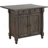 Shades of Gray Drop Leaf Kitchen Island in Weathered Gray Wood