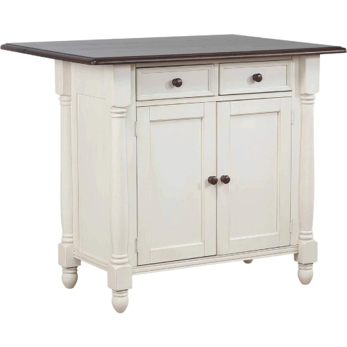 Andrews Kitchen Island in Antique White & Chestnut Brown