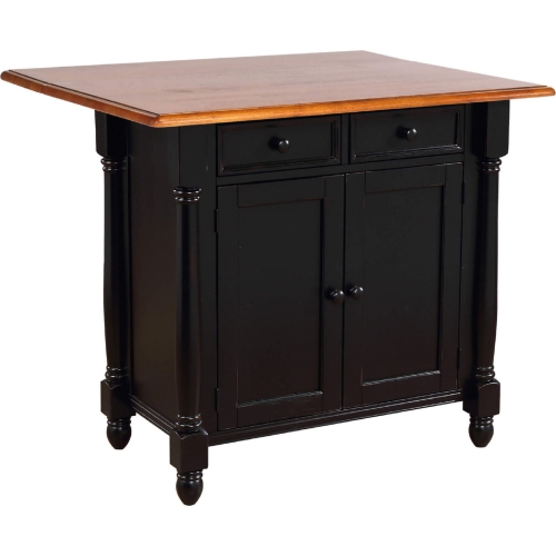 Selections Extension Kitchen Island in Distressed Black & Cherry