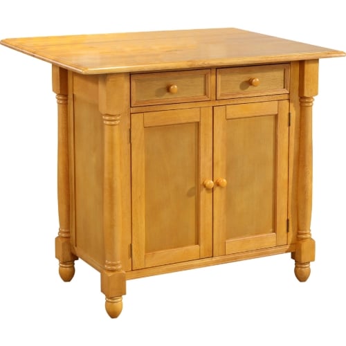 Oak Selections Extension Drop Leaf Top Kitchen Island in Light Oak