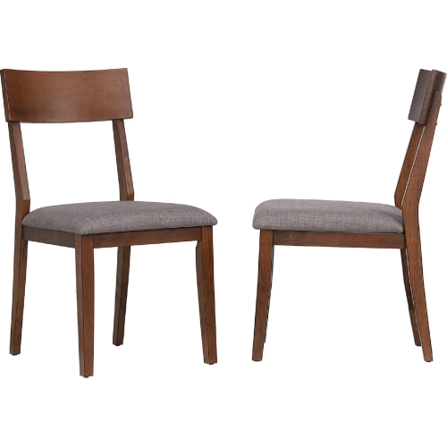 Mid Century Dining Chair in Walnut Finish & Gray Fabric (Set of 2)