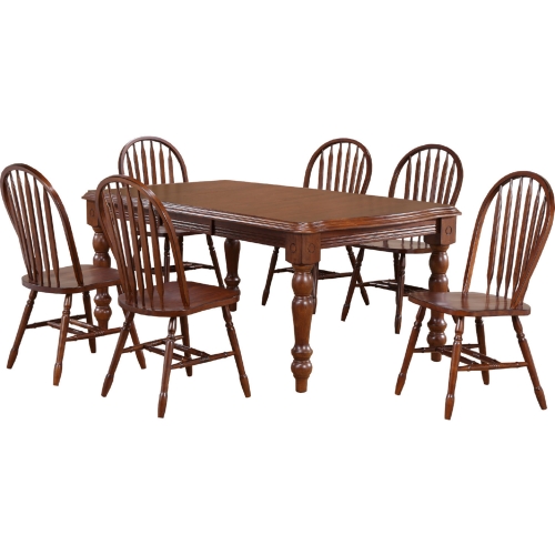 Andrews 7 Piece 72" Extension Dining Set in Chestnut Brown