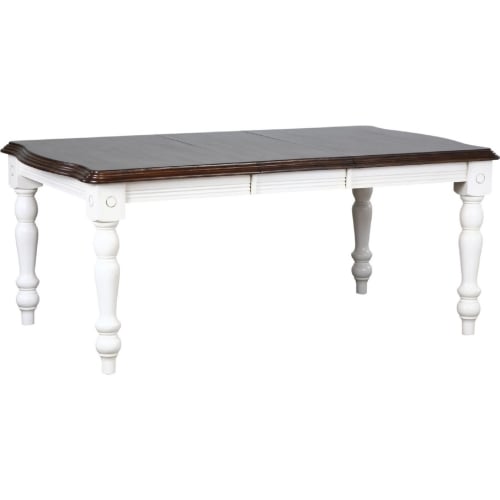 Andrews 72" Extension Dining Table in Distressed Antique White & Brown