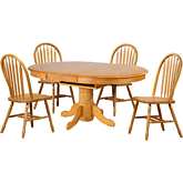 Selections 5 Piece 66" Oval Extension Dining Set in Light Oak Finish