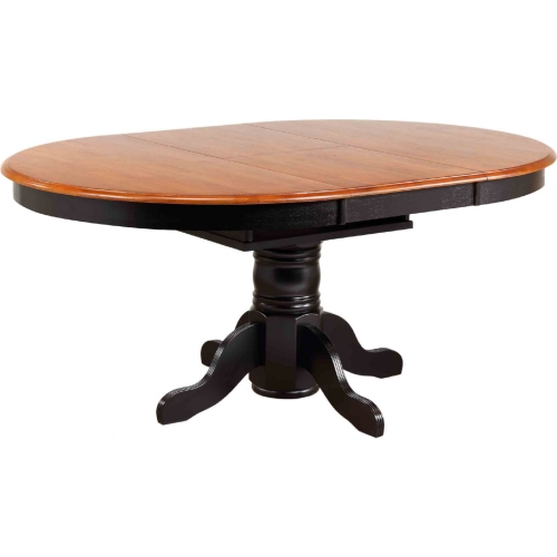 Selections 66" Oval Pedestal Extension Dining Table in Antique Black & Cherry