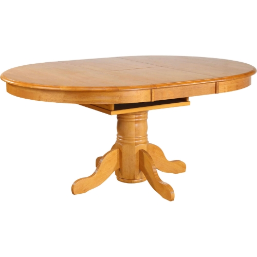 Oak Selections 66" Oval Extension Butterfly Leaf Dining Table in Light Oak