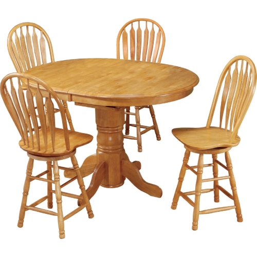 Selections 5 Piece 66" Oval Extension Counter Dining Set in Light Oak Finish