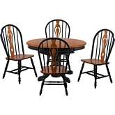 Selections 5 Piece 48" Round to 66" Oval Dining Set in Distressed Black & Cherry