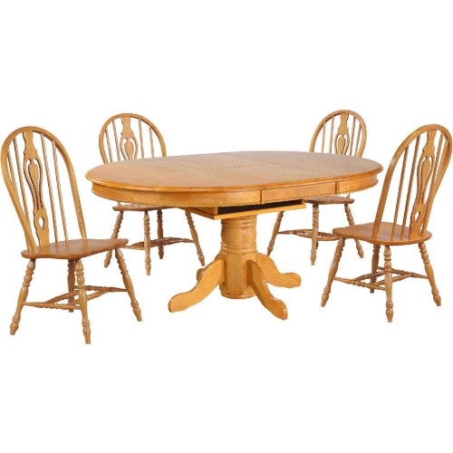 Selections 5 Piece 48" Round to 66" Oval Dining Set in Light Oak Finish