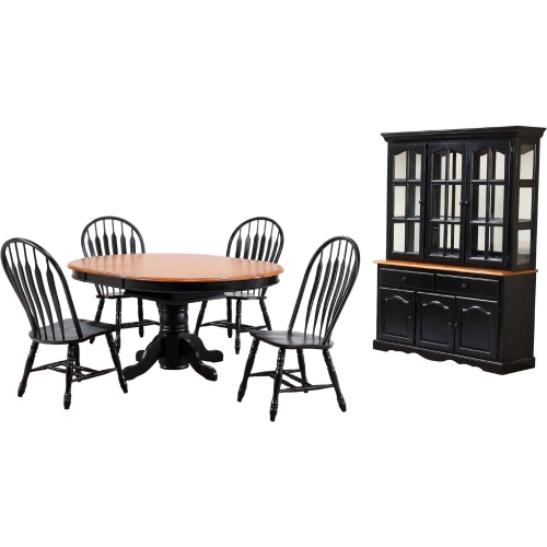 Selections 7 Piece 48" Round to 66" Oval Dining Set in Antique Black