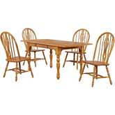 Selections 5 Piece 72" Drop Leaf Extension Dining Set in Light Oak Finish