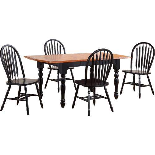 Selections 5 Piece 72" Drop Leaf Extension Dining Set in Distressed Black & Cherry