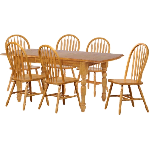 Selections 7 Piece 72" Drop Leaf Extension Dining Set in Light Oak Finish