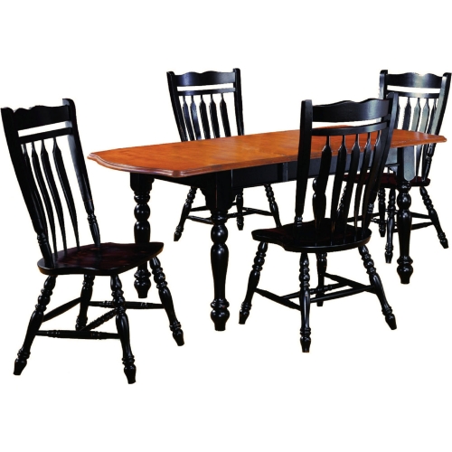 Selections 5 Piece 72" Drop Leaf Extension Dining Set in Distressed Black & Cherry