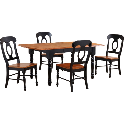 Selections 5 Piece 72" Drop Leaf Extension Dining Set in Distressed Black & Cherry