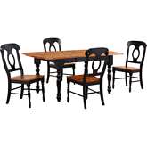 Selections 5 Piece 72" Drop Leaf Extension Dining Set in Distressed Black & Cherry