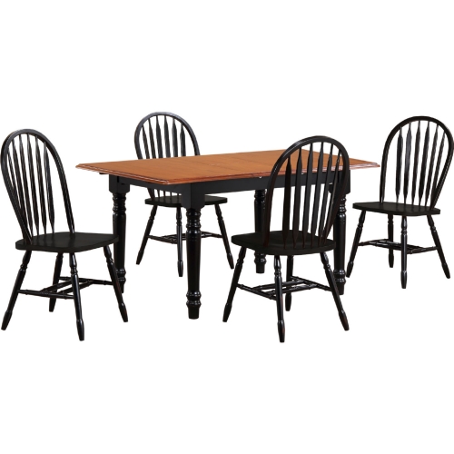 Selections 5 Piece 60" Extension Dining Set in Distressed Black & Cherry