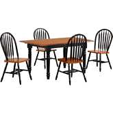 Selections 5 Piece 60" Extension Dining Set in Distressed Black & Cherry