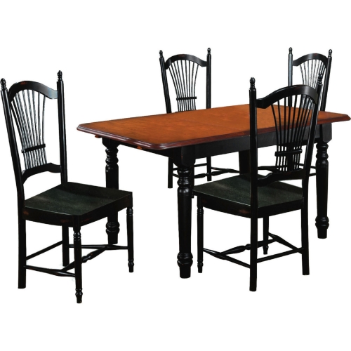 Selections 5 Piece 60" Extension Dining Set in Distressed Black & Cherry