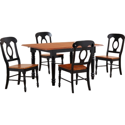 Selections 5 Piece 60" Extension Dining Set in Distressed Black & Cherry