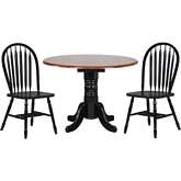 Selections 3 Piece 42" Round Extension Dining Set in Distressed Black & Cherry