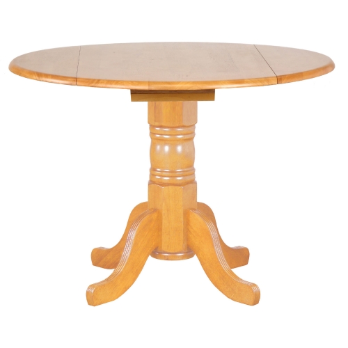 Oak Selections 42" Round Extension Drop Leaf Dining Table in Light Oak