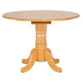 Oak Selections 42" Round Extension Drop Leaf Dining Table in Light Oak