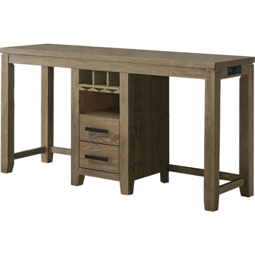 Saunders 71" Narrow Console Table w/ USB Power in Distressed Brown Acacia Wood