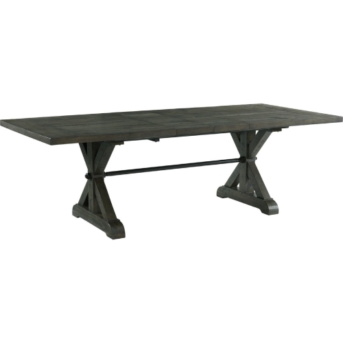 Trestle 96" Extension Dining Table in Distressed Gray Wood