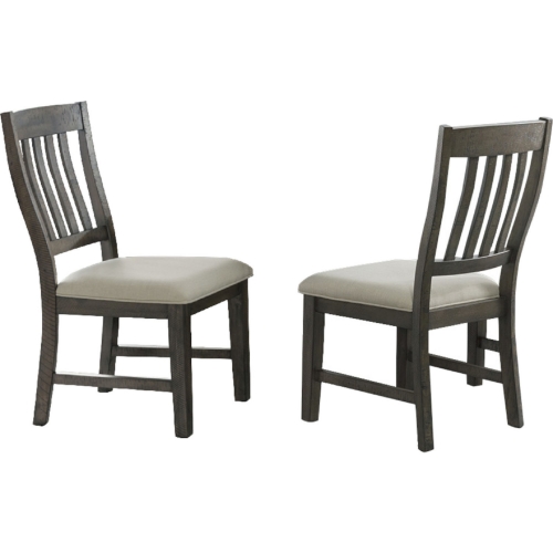 Trestle Slat Back Dining Chair Distressed Gray & Fabric (Set of 2)