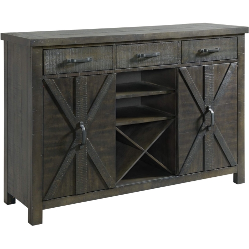 Trestle Server Sideboard in Distressed Gray Wood