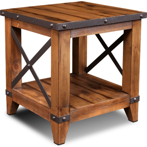 Rustic City End Table in Rustic Natural Oak