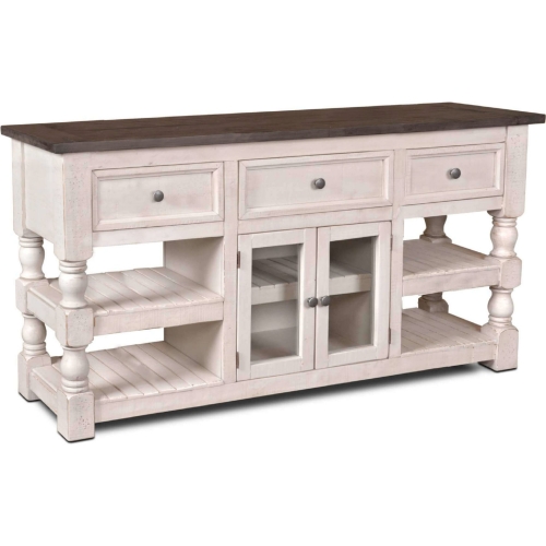 Stowe Barn Door 60" TV Stand Media Cabinet in Rustic White & Wood