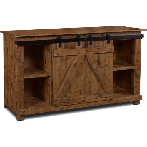 Stowe Barn Door 60" TV Stand Media Cabinet in Rustic Brown Wood