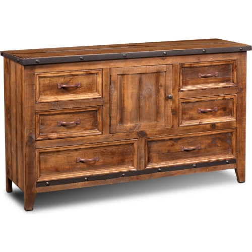 Rustic City 6 Drawer Dresser in Rustic Natural Oak