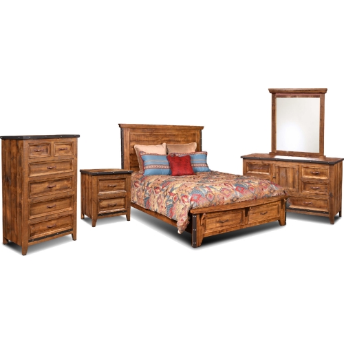 Rustic City 5 Piece Queen Bedroom Set in Rustic Natural Oak