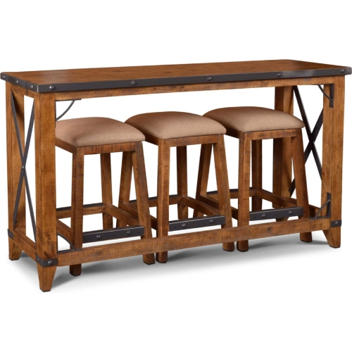 Rustic City 4 Piece Counter Dining Set in Oak & Fabric