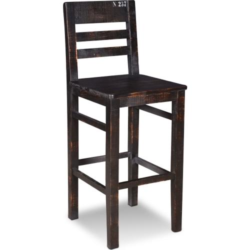 Graphic 30" Bar Stool in Distressed Black & White Wood (Set of 2)