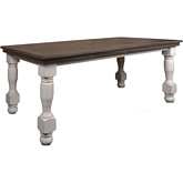 Rustic French 78" Dining Table in Distressed White & Brown Wood