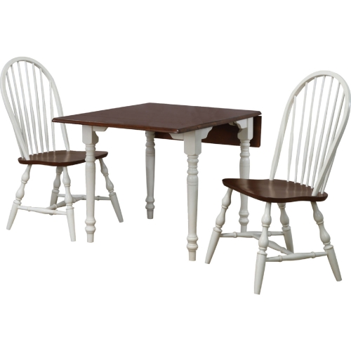 Andrews 3 Piece 48" Extension Dining Set in Antique White & Brown