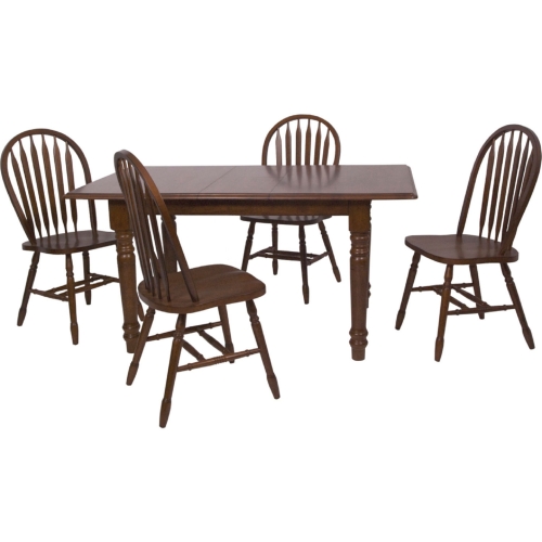 Andrews 5 Piece 60" Extension Dining Set in Chestnut Brown