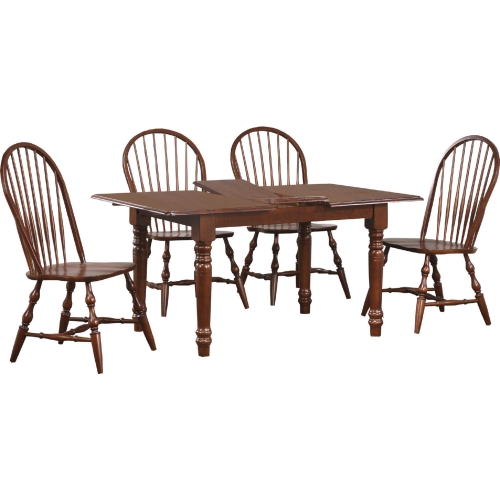 Andrews 5 Piece 60" Extension Dining Set in Chestnut Brown